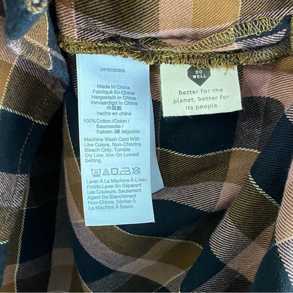 NWT Madewell Brown Black Plaid Lightweight Flannel Button Down Up Shirt - Picture 7 of 8